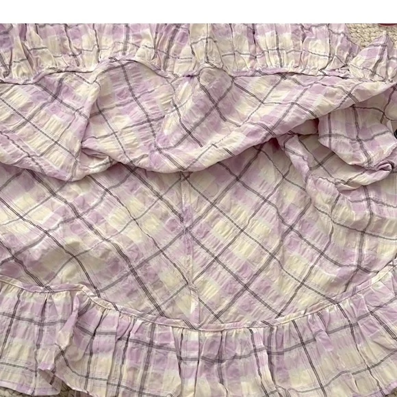 NWT Boston Proper Smocked Plaid Seersucker Dress In Lilac‎ And White. so … - Picture 12 of 15